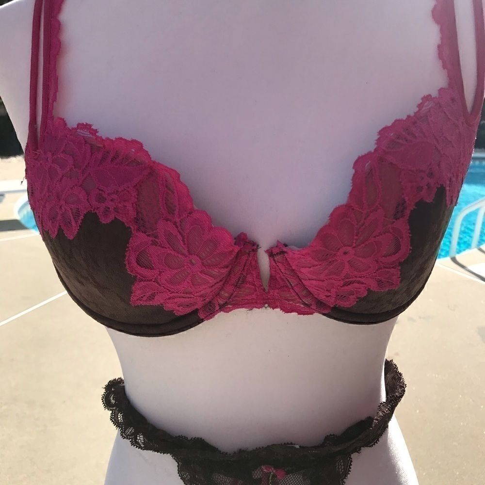 Brown and Pink Bra a Skirted V-String Vintage NWT - Picture 4 of 5